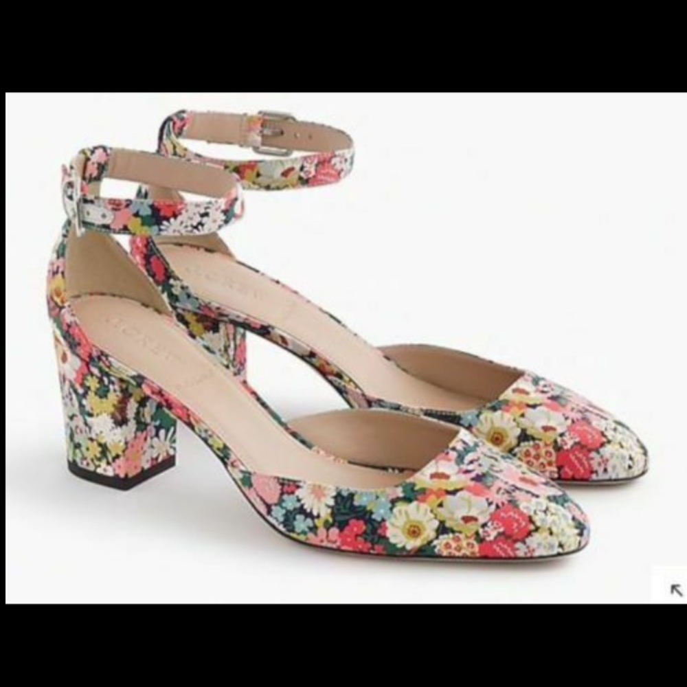J crew Elliot liberty print heels size 8